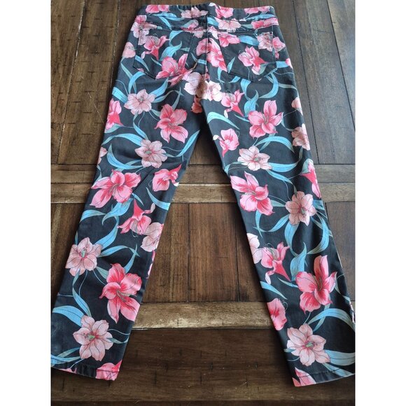 Floral Print Skinny Jeans By Tribal Jeans Size 8 - Picture 2 of 5
